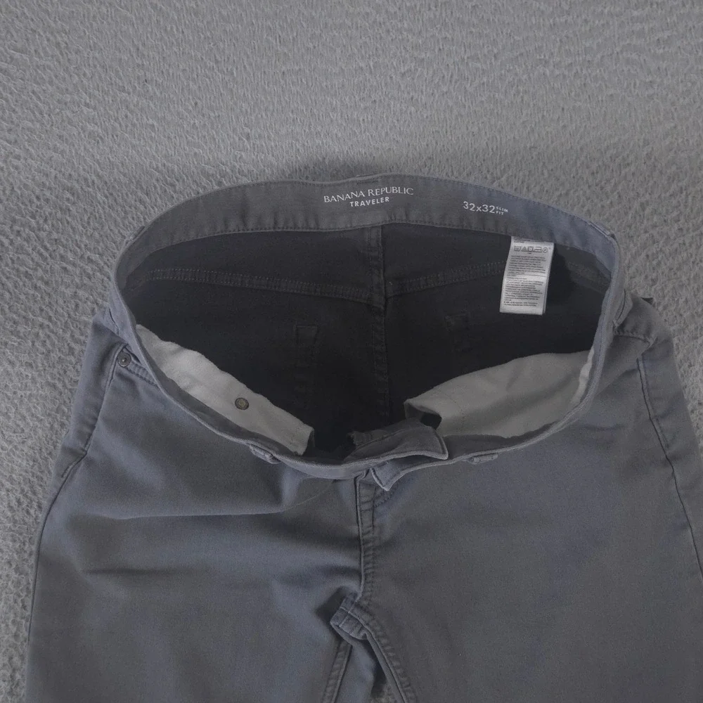 Banana Republic Jeans Mens 32x32 Gray Traveler Slim Fit Cotton Stretch Denim